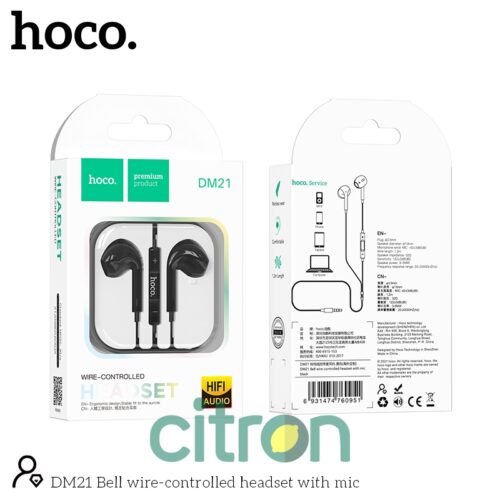 DM21 Bell wire-controlled headset with mic (Black / White)