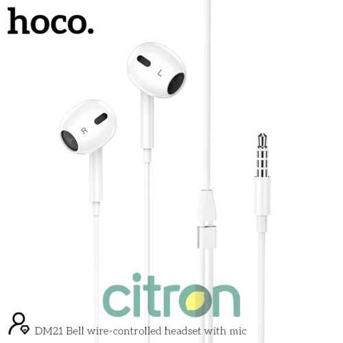 DM21 Bell wire-controlled headset with mic (Black / White)