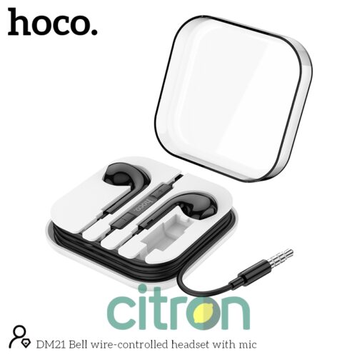 DM21 Bell wire-controlled headset with mic (Black / White)