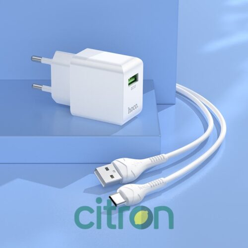 HOCO C98A Proton single port QC3.0 charger set (Type-C)(EU) white