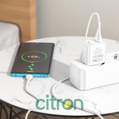 HOCO C98A Proton single port QC3.0 charger set (Type-C)(EU) white