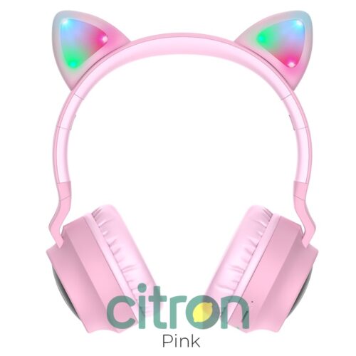 W27 Cat ear wireless headphones, (gray, pink)