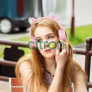 W27 Cat ear wireless headphones, (gray, pink)