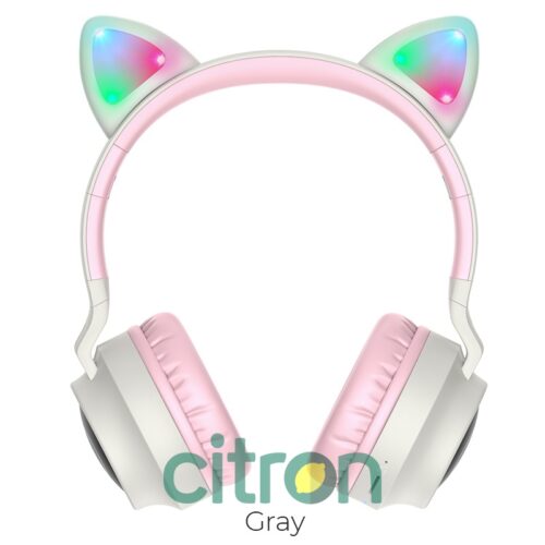 W27 Cat ear wireless headphones, (gray, pink)