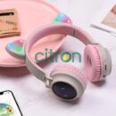 W27 Cat ear wireless headphones, (gray, pink)