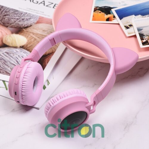 W27 Cat ear wireless headphones, (gray, pink)