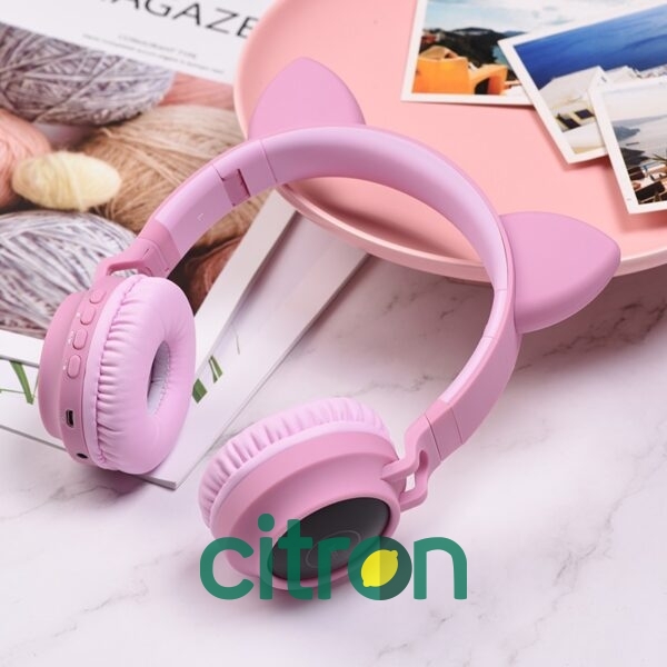W27 Cat ear wireless headphones, (gray, pink)