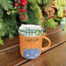 Ceașcă ceramică 380ml "Kotik" capac + lingură, 4v.