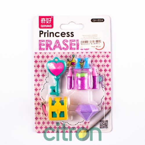 Gumă de șters, set gumă de șters 4 bucăți "Accesorii pentru prințese"