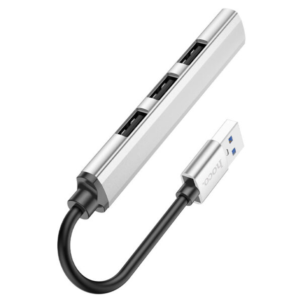 Адаптер HOCO HB26 4-в-1 (USB to USB3.0 + 3×USB2.0, серебристый)
