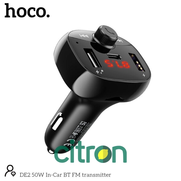 DE2 50W In-Car BT FM transmiter black