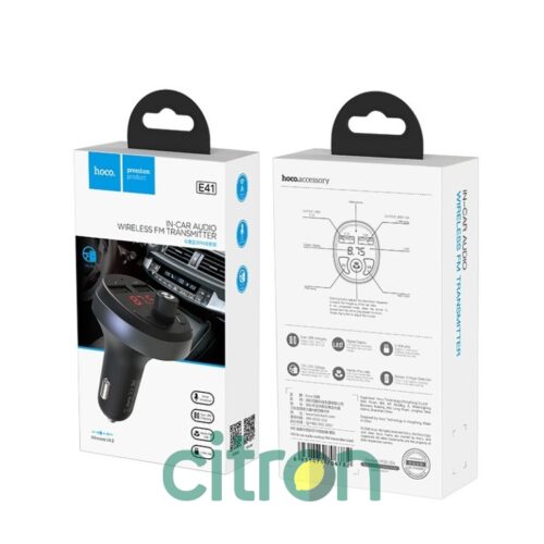 E41 In-car audio wireless FM transmitter black