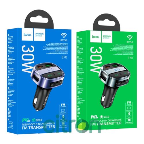 E70 PD30W-QC3.0 car BT FM transmitter magic night black
