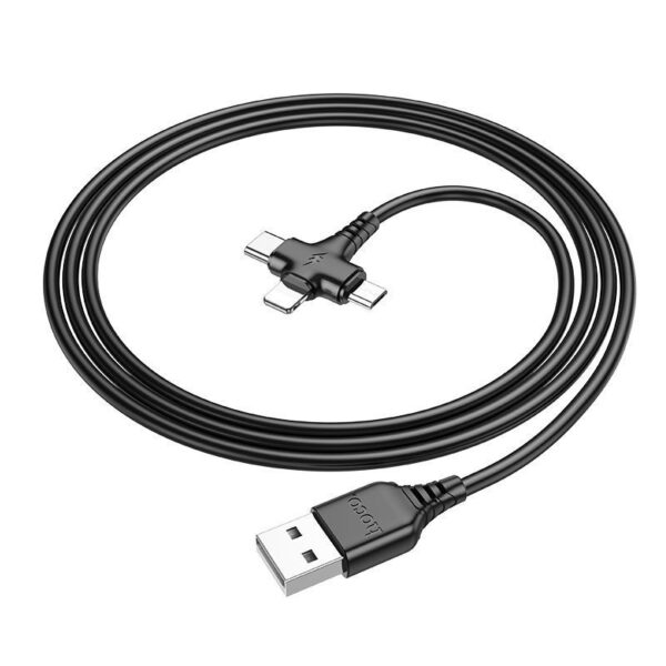 Кабель зарядки HOCO X77 Jewel 3-в-1 USB to Lightning/Micro USB/Type-C (чёрный)