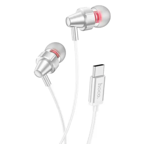 Проводные цифровые наушники HOCO M90 Delight Type-C с микрофоном (серебристые)