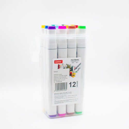 Set de markere / stilouri "Weibo, Twin Marker" (12 culori)