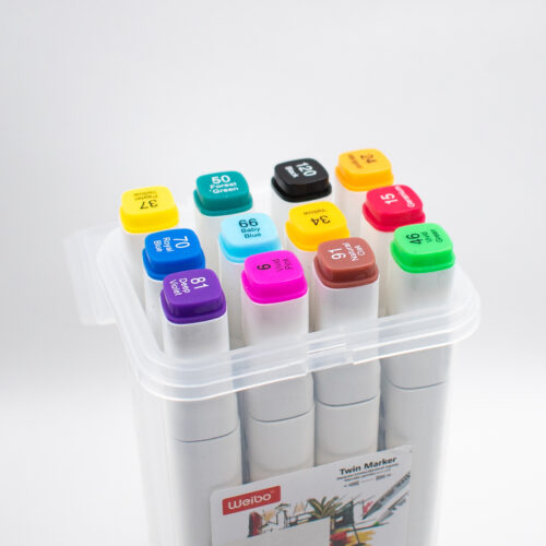 Set de markere / stilouri "Weibo, Twin Marker" (12 culori)
