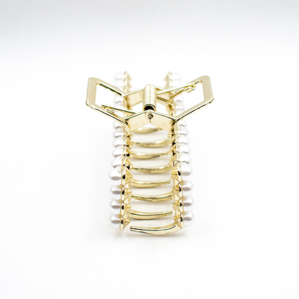 Clemă de păr Crab: dreptunghi cu perle (Metal)