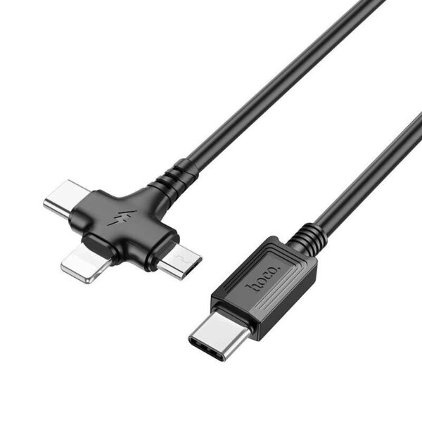 Кабель зарядки HOCO X77 Jewel 3-в-1 Type-C to Lightning/Micro USB/Type-C (чёрный)