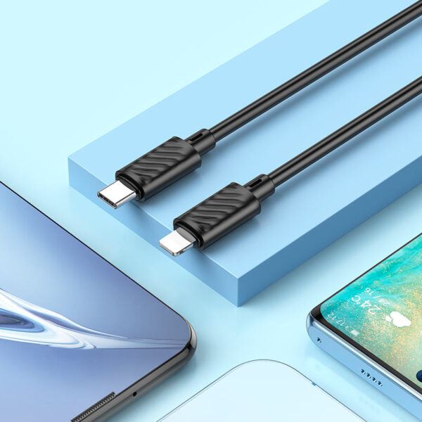 Кабель зарядки и передачи данных HOCO X88 Gratified PD Lightning для iPhone (чёрный)