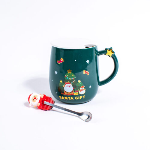 Кружка «Новый год» керамическая с крышкой (420мл, Santa Gift)