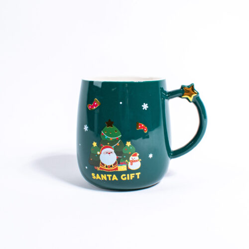 Кружка «Новый год» керамическая с крышкой (420мл, Santa Gift)