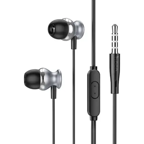 Проводные наушники HOCO M106 Fountain Metal Universal с микрофоном (тёмно-серые / Metal Gray)
