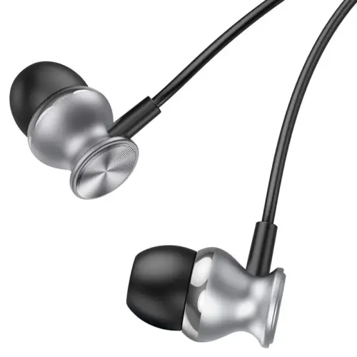 Проводные наушники HOCO M106 Fountain Metal Universal с микрофоном (тёмно-серые / Metal Gray)