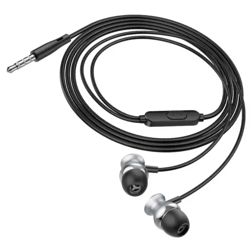 Проводные наушники HOCO M106 Fountain Metal Universal с микрофоном (тёмно-серые / Metal Gray)