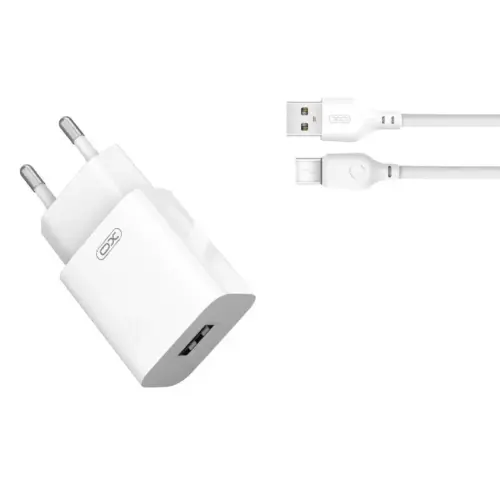 Зарядное устройство XO L99 (EU) 2.4A USB с кабелем Type-C (белый)