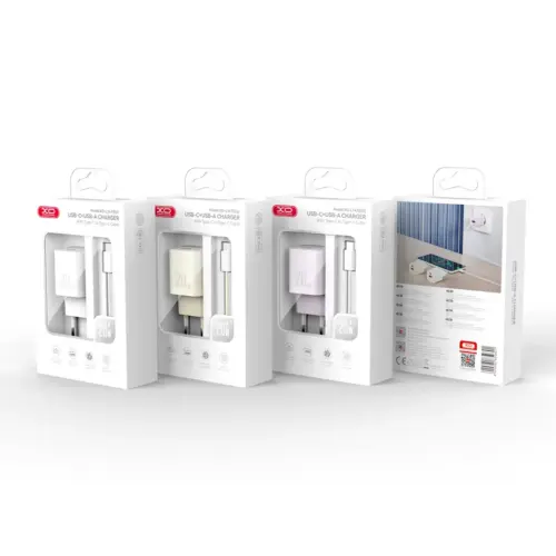 Зарядное устройство XO L147(EU) PD20W 1USB-A + 1USB-C с кабелем Lightning (белый)