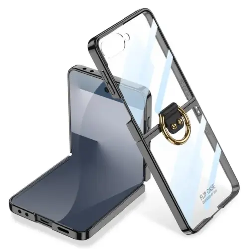 Накладка PC с металлическим кольцом для Samsung Flip 7, черная