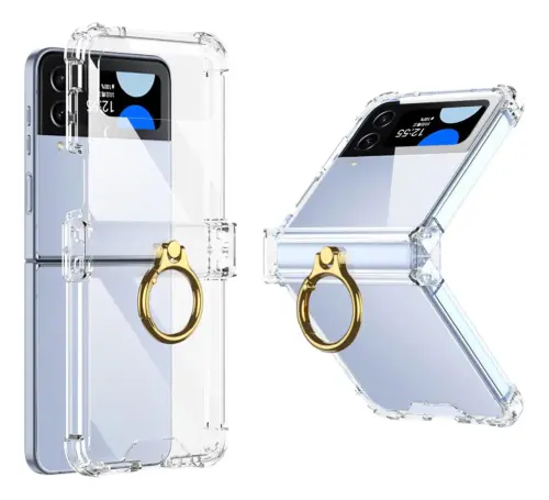 Силиконовый чехол Fashion NEW с металлическим кольцом для Samsung Flip 7 (прозрачный)