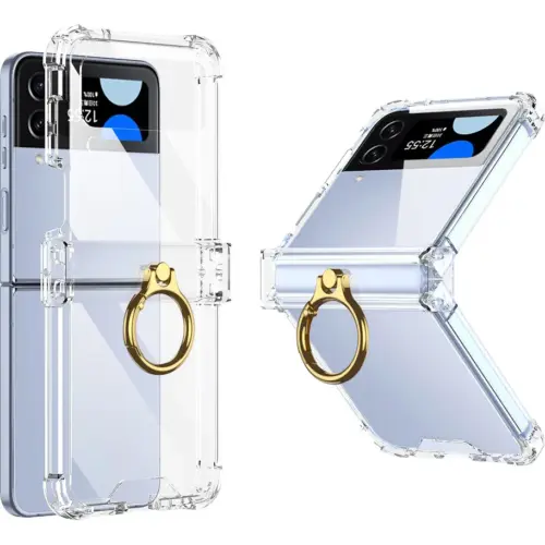 Силиконовый чехол Fashion NEW с металлическим кольцом для Samsung Flip 7 (прозрачный)