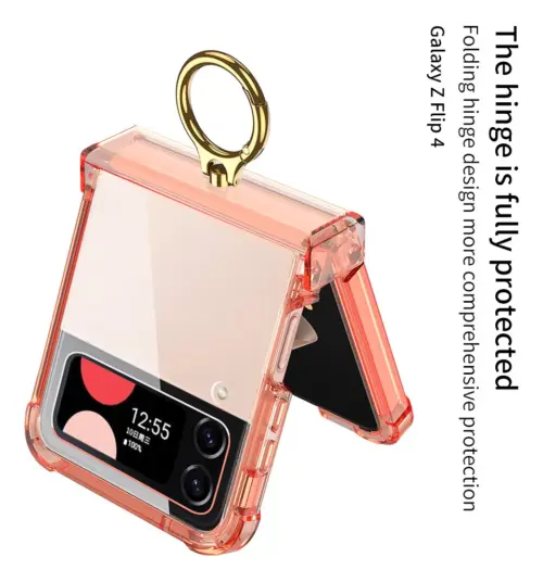 Силиконовый чехол Fashion NEW с металлическим кольцом для Samsung Flip 7 (прозрачный)