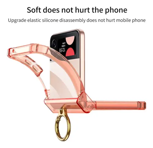Силиконовый чехол Fashion NEW с металлическим кольцом для Samsung Flip 7 (прозрачный)