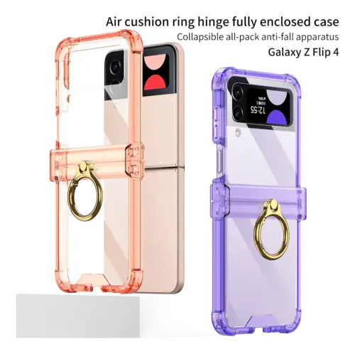 Силиконовый чехол Fashion NEW с металлическим кольцом для Samsung Flip 7 (прозрачный)