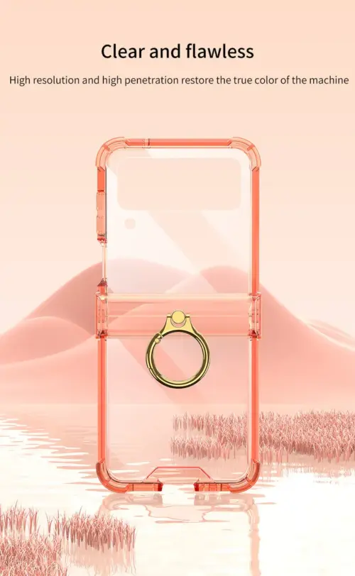 Силиконовый чехол Fashion NEW с металлическим кольцом для Samsung Flip 7 (прозрачный)
